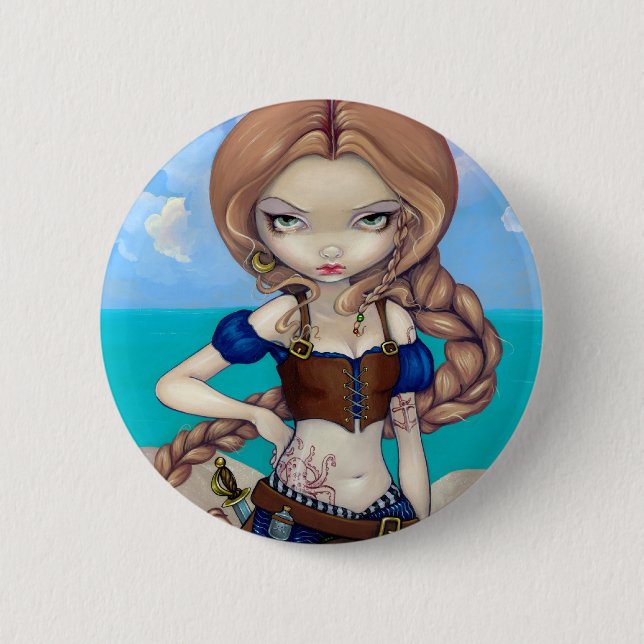 Badge Rond 5 Cm Bouton de "capitaine Molly Morgan" (Devant)