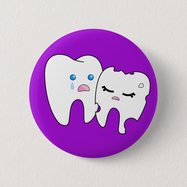 Badge Rond 5 Cm Bouton de carie dentaire (Devant)