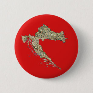 Badge Rond 5 Cm Bouton de carte de la Croatie
