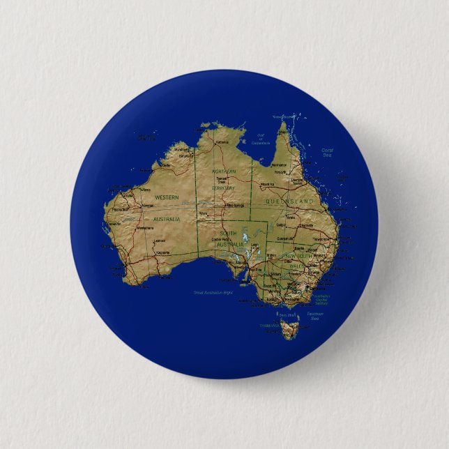 Badge Rond 5 Cm Bouton de carte de l'Australie (Devant)