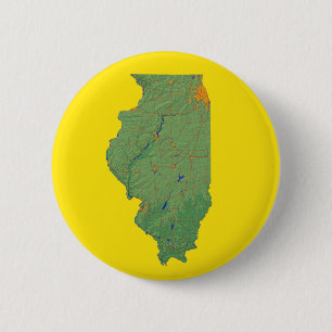 Badge Rond 5 Cm Bouton de carte de l'Illinois