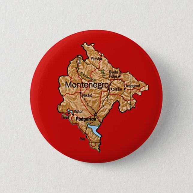 Badge Rond 5 Cm Bouton de carte de Monténégro (Devant)