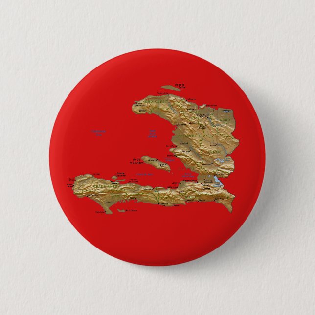 Badge Rond 5 Cm Bouton de carte du Haïti (Devant)