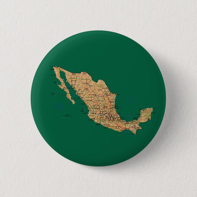 Badge Rond 5 Cm Bouton de carte du Mexique (Devant)