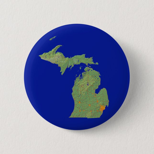 Badge Rond 5 Cm Bouton de carte du Michigan (Devant)