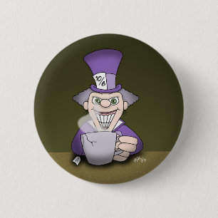 Badge Rond 5 Cm Bouton de Chapelier Fou