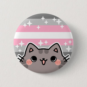 Badge Rond 5 Cm Bouton de chat de drapeau de la Fierté LGBT Demigi