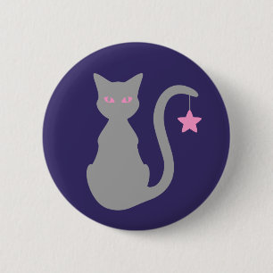 Badge Rond 5 Cm Bouton de chat gris
