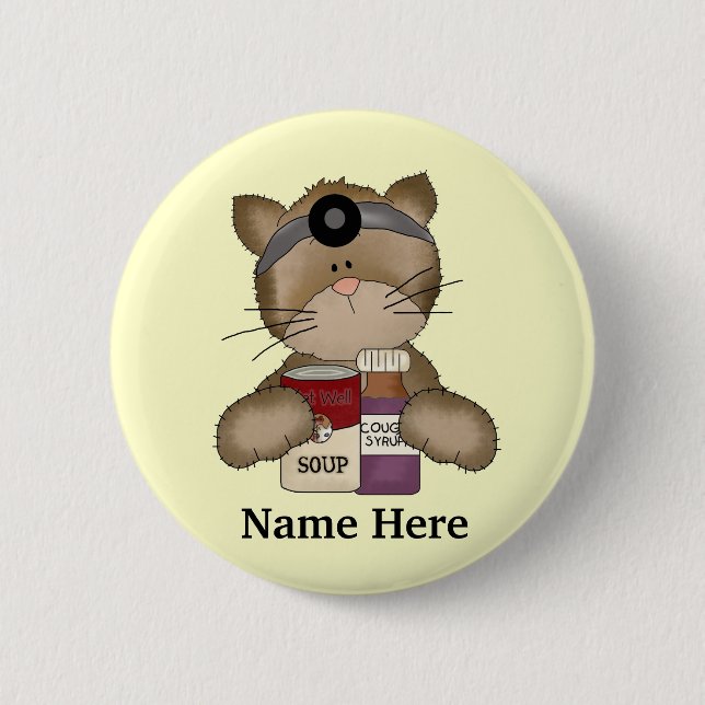 Badge Rond 5 Cm Bouton de chat infirmière (Devant)
