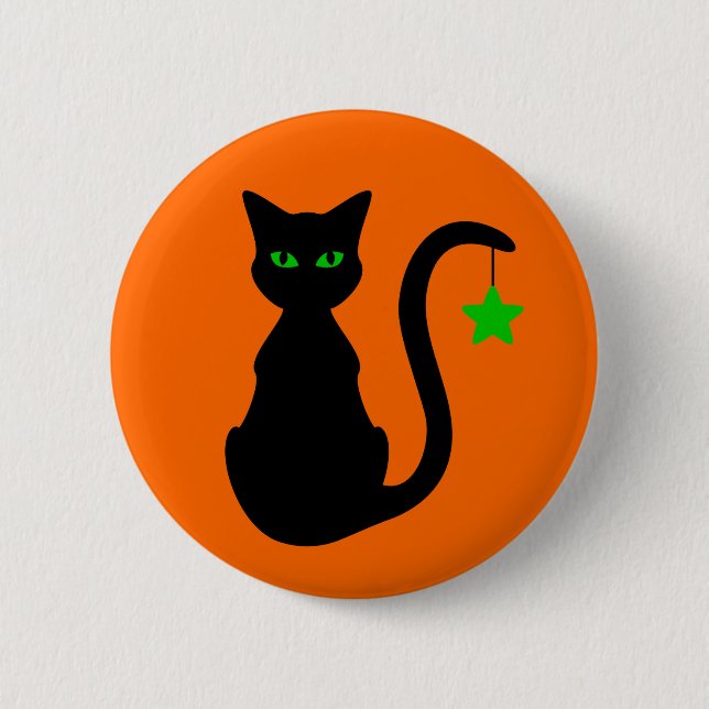 Badge Rond 5 Cm Bouton de chat noir (Devant)