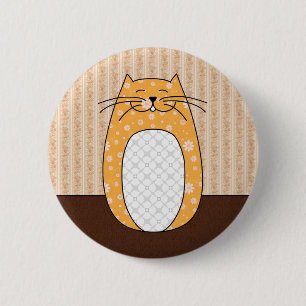 Badge Rond 5 Cm Bouton "de chat orange"