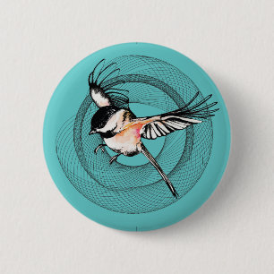 Badge Rond 5 Cm Bouton de Chickadee d'aquarelle