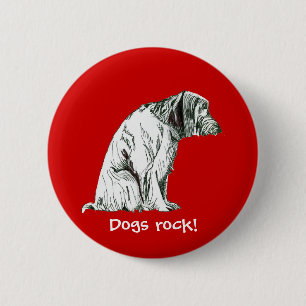 Badge Rond 5 Cm Bouton de chien assis