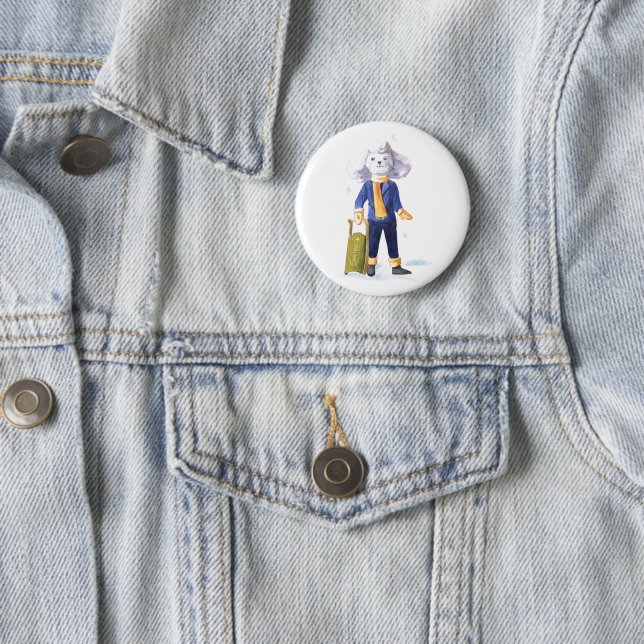 Badge Rond 5 Cm Bouton de chien blanc de l'étoile (En situation)