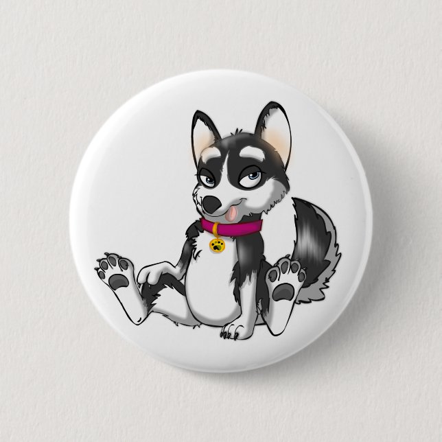 Badge Rond 5 Cm Bouton de chien de traîneau sibérien d'Anthro (Devant)