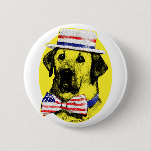 Badge Rond 5 Cm Bouton de chien jaune