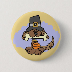 Badge Rond 5 Cm Bouton de chiot de thanksgiving