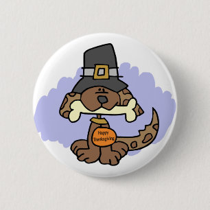 Badge Rond 5 Cm Bouton de chiot de thanksgiving