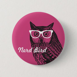 Badge Rond 5 Cm Bouton de Chouette Vintage nerd Bird