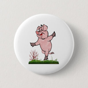 Badge Rond 5 Cm Bouton de Cochon Heureux