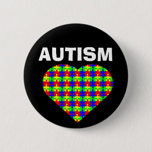 Badge Rond 5 Cm Bouton de coeur d'autisme