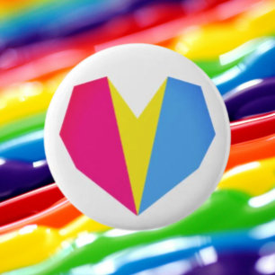 Badge Rond 5 Cm Bouton de cœur de fierté pansexuelle