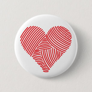 Badge Rond 5 Cm bouton de coeur de fil