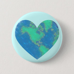 Badge Rond 5 Cm Bouton de coeur de la terre