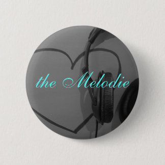 Badge Rond 5 Cm Bouton de coeur et d'écouteurs