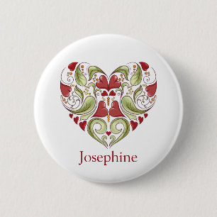 Badge Rond 5 Cm Bouton de coeur fleuri personnalisé