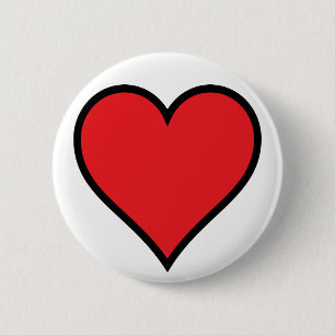 Badge Rond 5 Cm Bouton de coeur rouge CMJN
