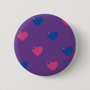 Badge Rond 5 Cm Bouton de coeurs de fierté bisexuelle