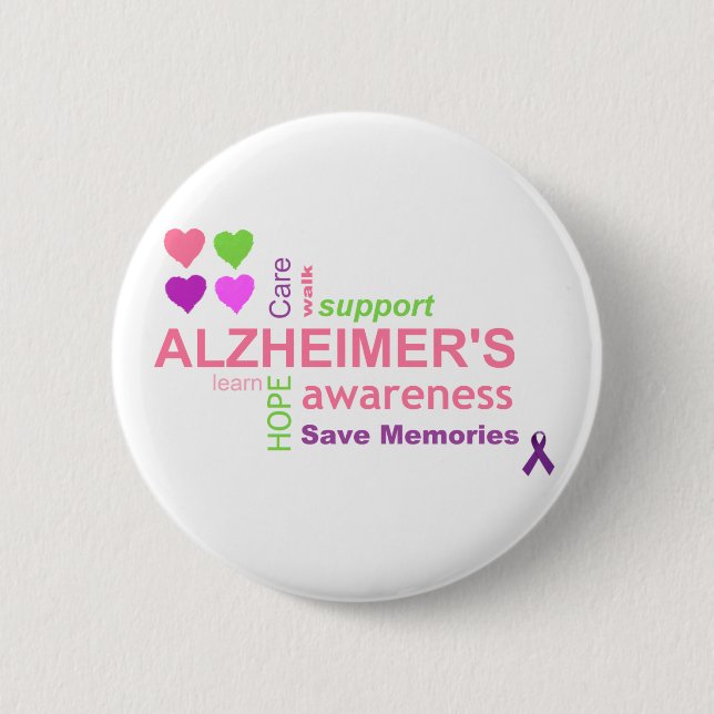 Badge Rond 5 Cm Bouton de conscience de maladie d'Alzheimer (Devant)