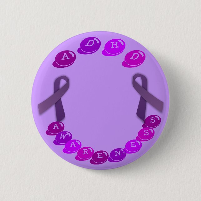 Badge Rond 5 Cm Bouton de conscience de TDAH (personnalisable) (Devant)