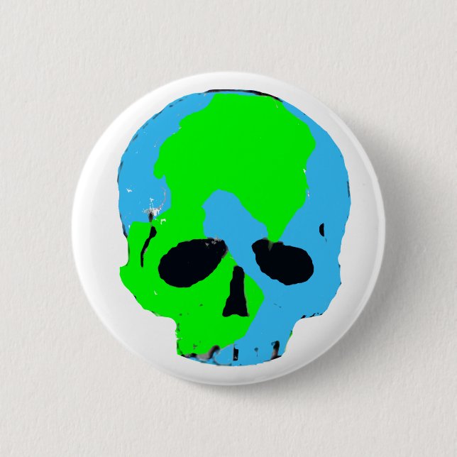 Badge Rond 5 Cm Bouton de crâne de la terre (Devant)