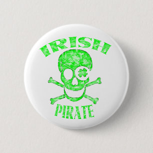 Badge Rond 5 Cm Bouton de crâne de pirate du jour de St Patrick
