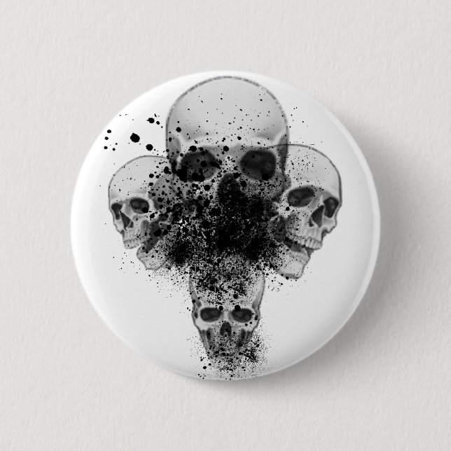 Badge Rond 5 Cm Bouton de crâne d'éclaboussure (Devant)