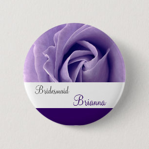 Badge Rond 5 Cm Bouton de DEMOISELLE D'HONNEUR avec le rose V3 de