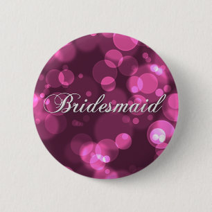 Badge Rond 5 Cm Bouton de demoiselle d'honneur [Bokeh rose]
