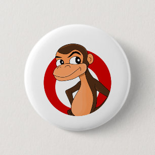 Badge Rond 5 Cm Bouton de dessin animé Chimp