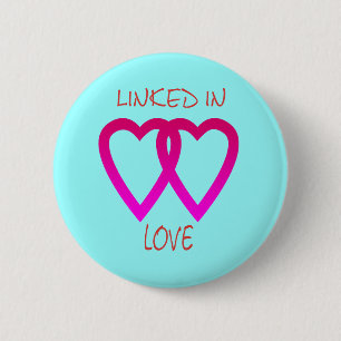 Badge Rond 5 Cm Bouton de deux coeurs