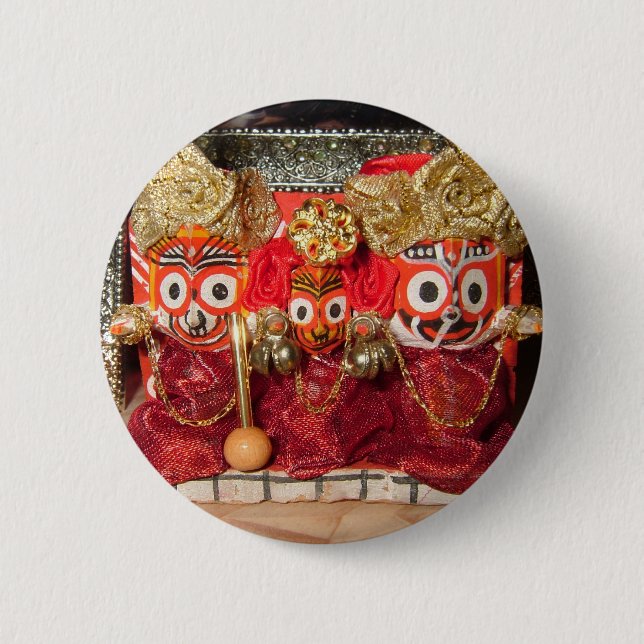Badge Rond 5 Cm Bouton de divinités de Jagannatha (Devant)