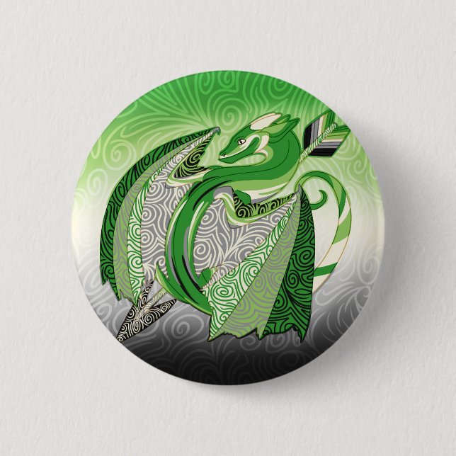 Badge Rond 5 Cm Bouton de dragon de fierté d'Aromantic (Devant)