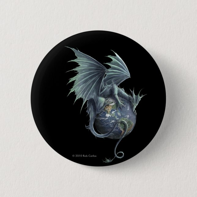 Badge Rond 5 Cm Bouton de dragon de la terre (Devant)