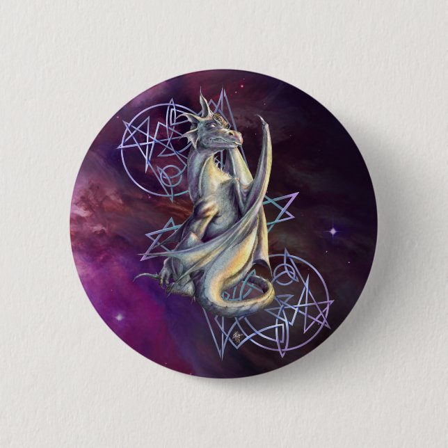 Badge Rond 5 Cm Bouton de dragon d'étoile (Devant)