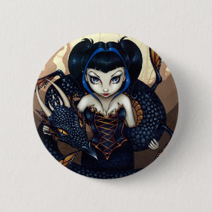 Badge Rond 5 Cm Bouton "de dragon foncé"