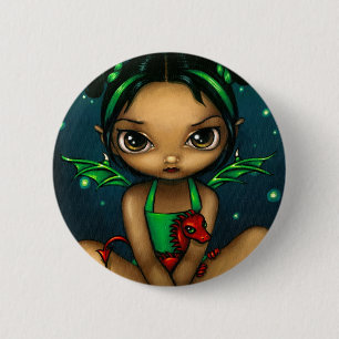 Badge Rond 5 Cm Bouton "de Dragonling vert"