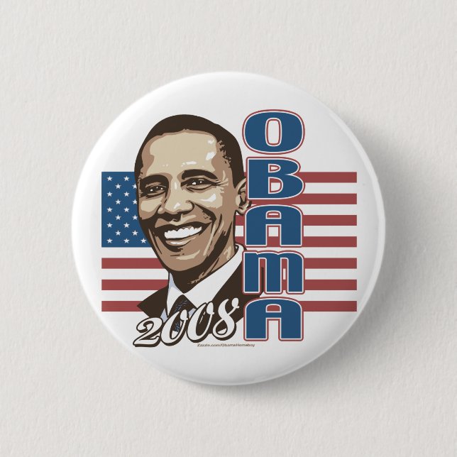 Badge Rond 5 Cm Bouton de drapeau de Barack 2008 (Devant)