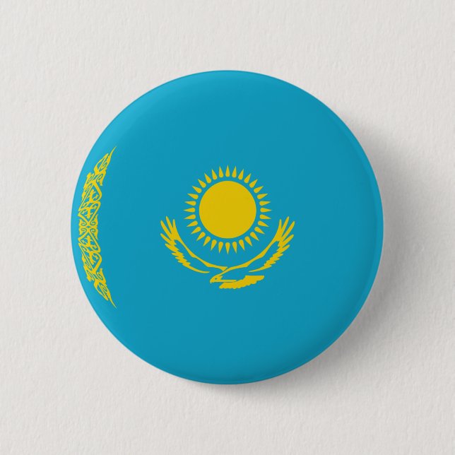Badge Rond 5 Cm Bouton de drapeau de Kazakhstan Fisheye (Devant)