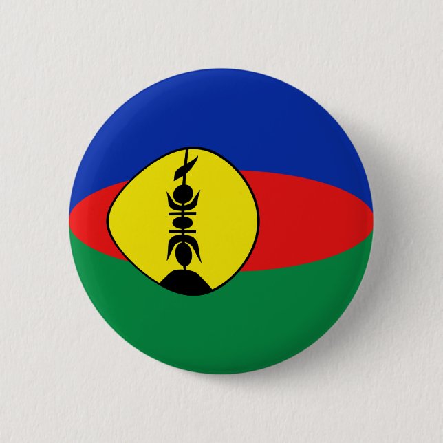 Badge Rond 5 Cm Bouton de drapeau de la Nouvelle-Calédonie Fisheye (Devant)